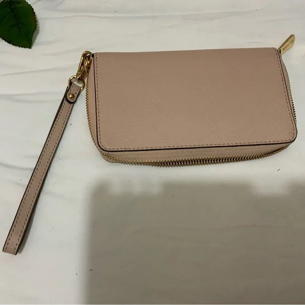Michael Kors  Pink Studded heart  Design Zip Around Leather Wallet